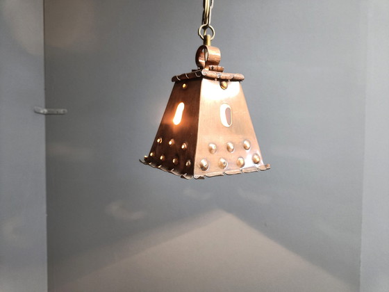Image 1 of Lampe pendante brutaliste en cuivre, 1970S