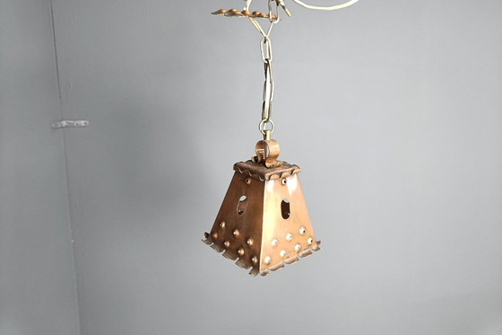 Image 1 of Lampe pendante brutaliste en cuivre, 1970S