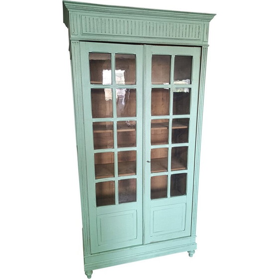 Image 1 of Bibliothèque vintage Napoléon III en patine verte