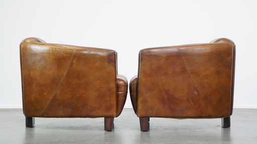 2 X Fauteuil design en cuir de bœuf