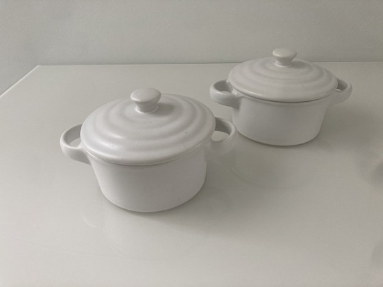 Image 1 of Set de deux pots Crocq en porcelaine blanc mat, marque Olympia