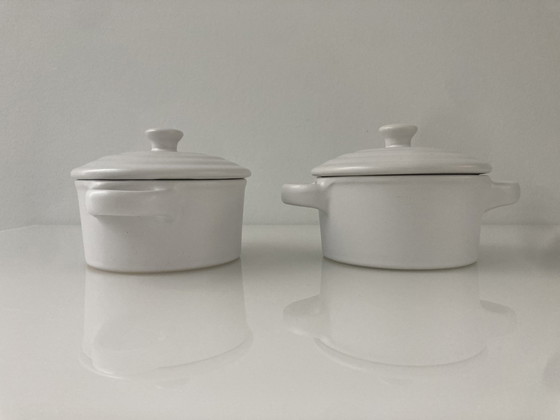Image 1 of Set de deux pots Crocq en porcelaine blanc mat, marque Olympia