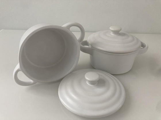 Image 1 of Set de deux pots Crocq en porcelaine blanc mat, marque Olympia