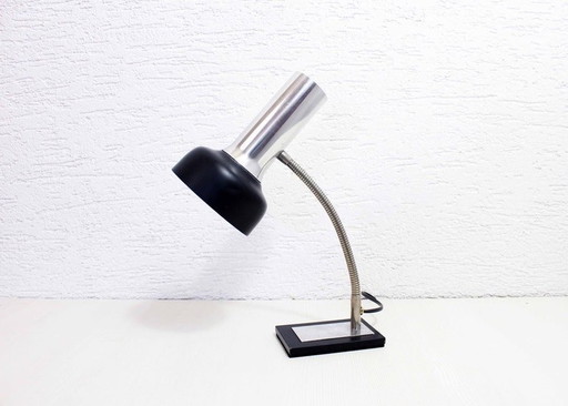 Lampe de bureau en métal noir et chromé 1950