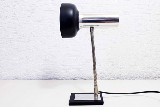 Lampe de bureau en métal noir et chromé 1950