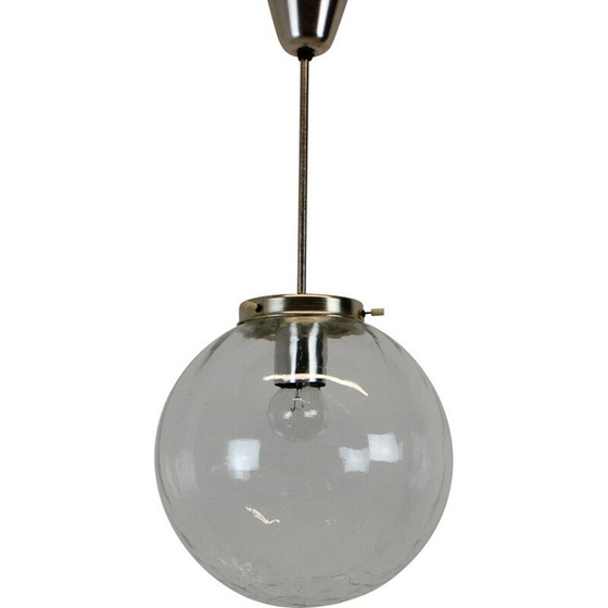 Image 1 of Lampe suspendue vintage en verre et métal, Tchécoslovaquie, années 1970