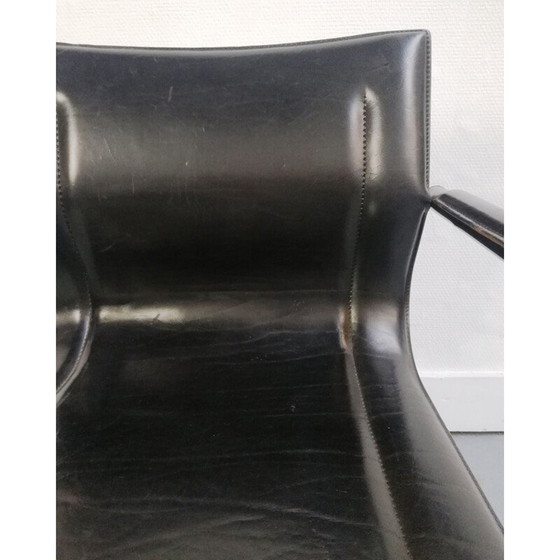 Image 1 of Fauteuil vintage en cuir noir Matteo Grassi