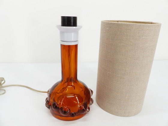 Image 1 of Lampe De Table En Verre Scandinave Brutaliste Kosta Boda Orange 1960