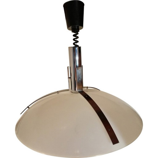 Lampe suspendue vintage en métal chromé et plastique, 1970-1980