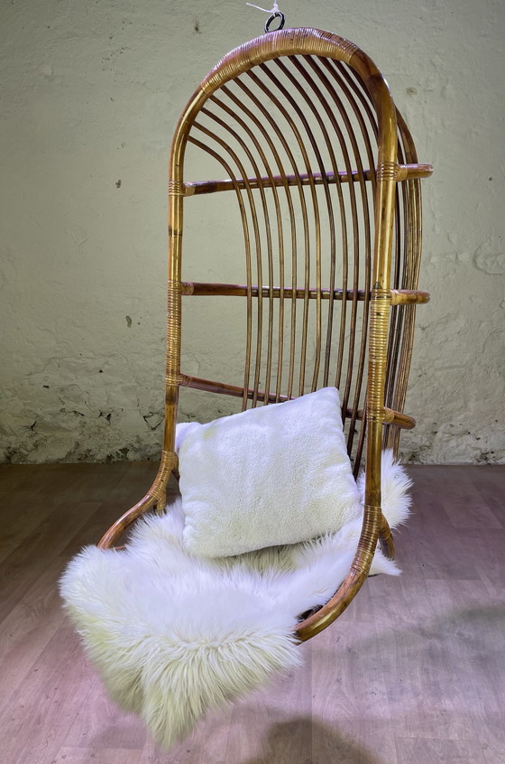 Image 1 of Fauteuil En Rotin À Suspendre, Vintage