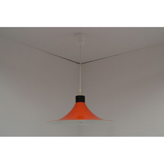 Image 1 of Suspension vintage en métal laqué orange, Allemagne 1980