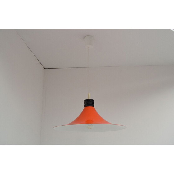 Image 1 of Suspension vintage en métal laqué orange, Allemagne 1980