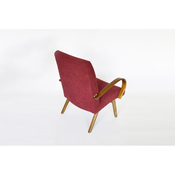Image 1 of Fauteuil vintage rouge bourgogne modèle 53 par Jaroslav Smidek pour Ton, 1960s