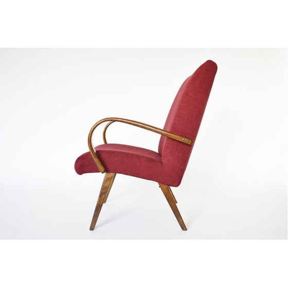 Image 1 of Fauteuil vintage rouge bourgogne modèle 53 par Jaroslav Smidek pour Ton, 1960s