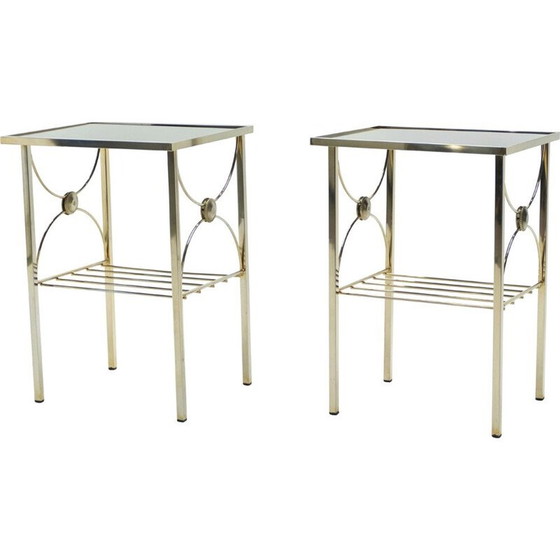 Image 1 of Paire de canapés vintage en métal et verre opalin noir années 1960