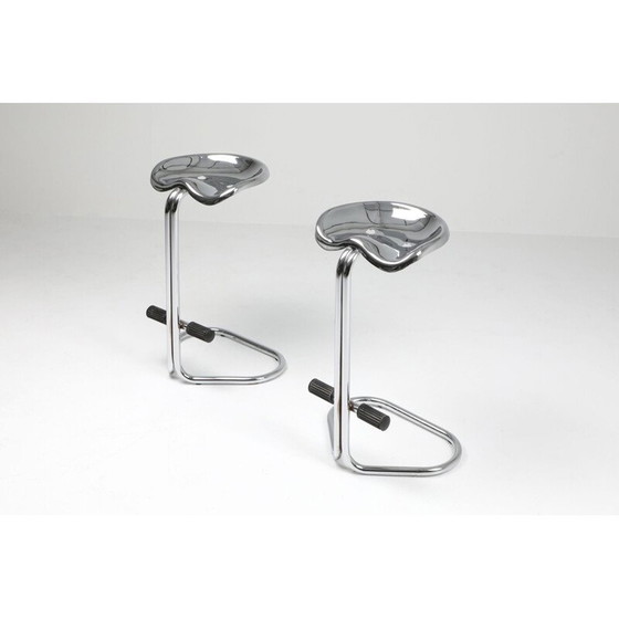 Image 1 of Paire de tabourets de tracteur chromés vintage par Rodney Kinsman pour Bieffeplast 1970