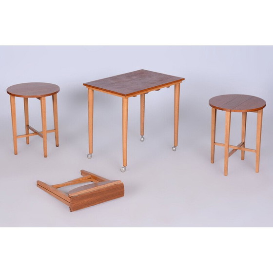 Image 1 of Tables gigognes en hêtre du milieu du siècle par Poul Hundevad, Tchèque, années 1960