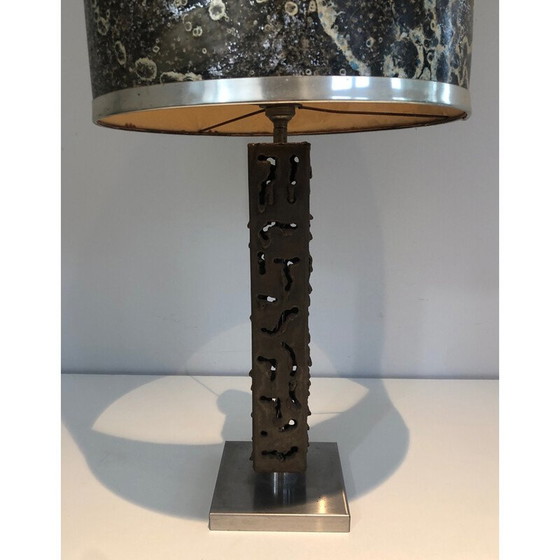 Image 1 of Lampe de table vintage en acier travaillé, 1970