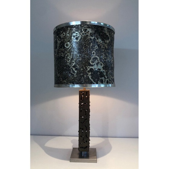 Image 1 of Lampe de table vintage en acier travaillé, 1970