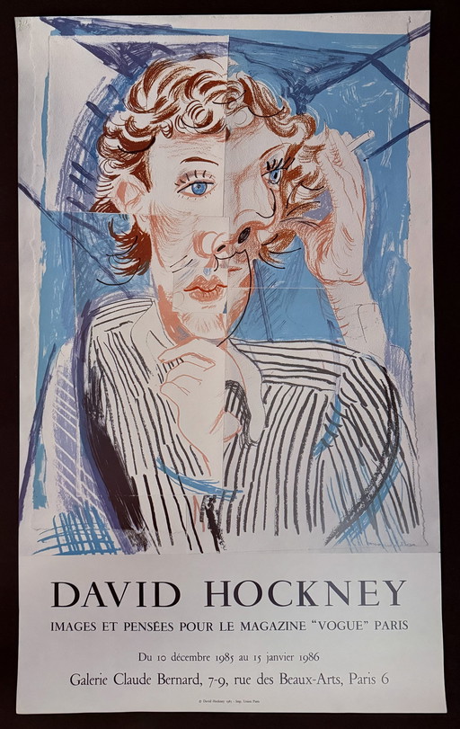 Affiche de l'exposition de Hockney à la Galerie Claude Bernard en 1986.