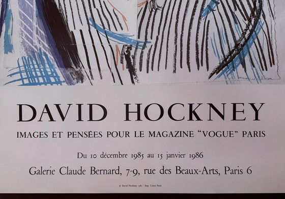 Image 1 of Affiche de l'exposition de Hockney à la Galerie Claude Bernard en 1986.