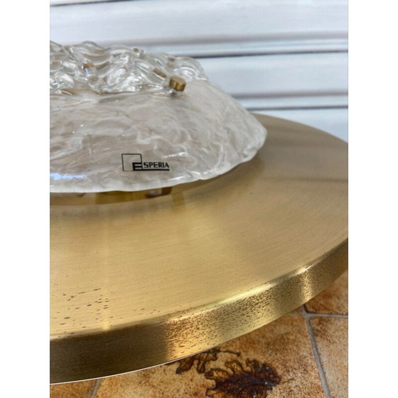 Image 1 of Plafonnier vintage en verre de Murano et laiton modèle "Pompeo" par Angelo Brotto pour Esperia, 1980
