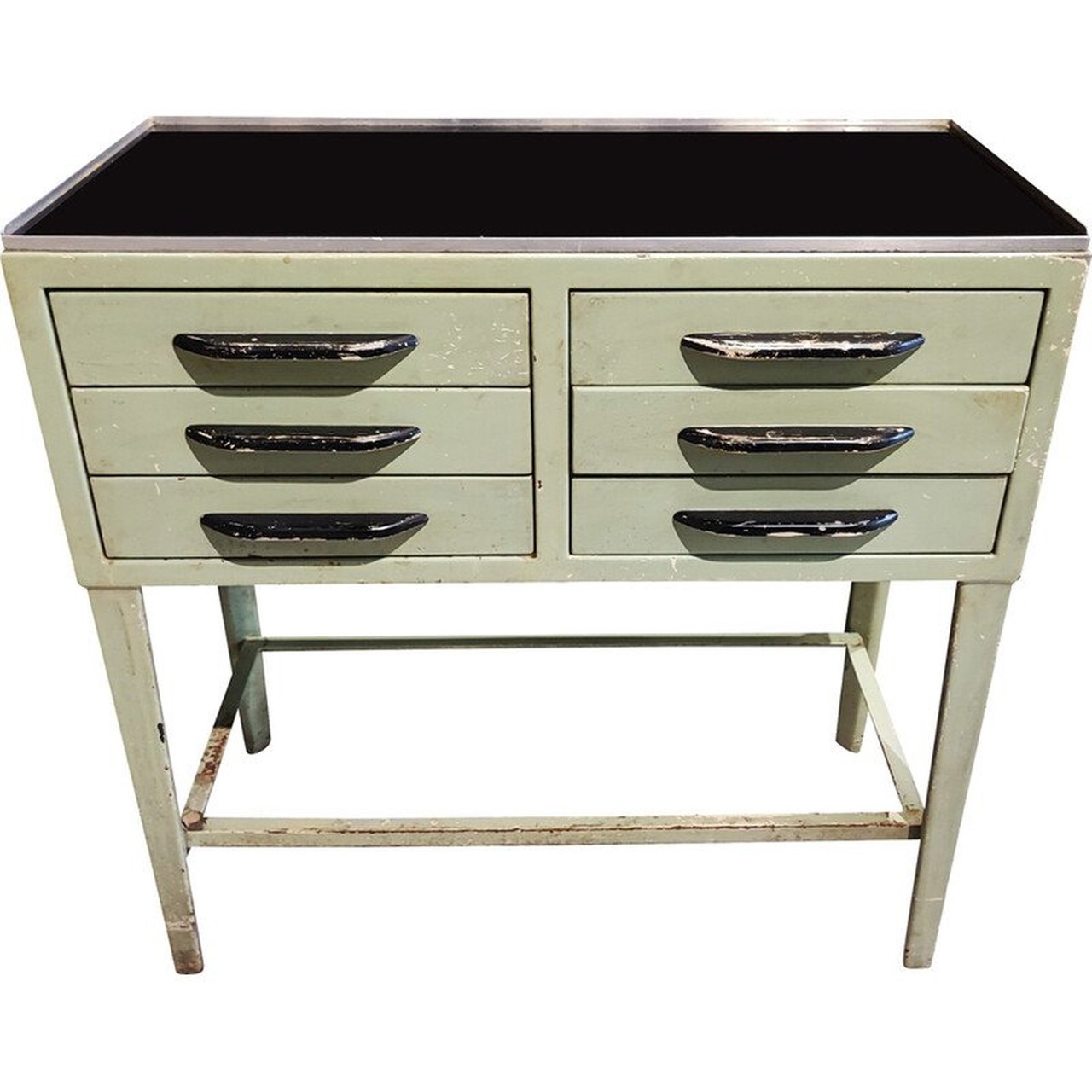Meuble de dentiste vintage en acier vert pastel, 1950