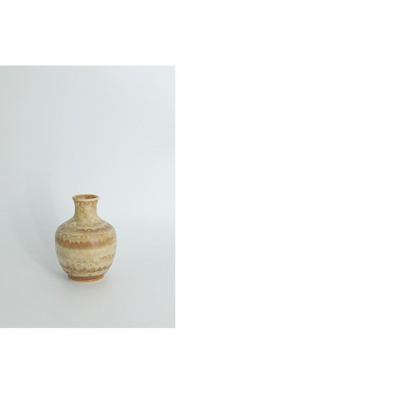 Image 1 of Vase de collection vintage en grès geige par Gunnar Borg pour Höganäs Keramik, Suède 1960