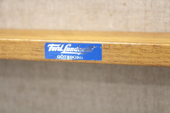 Image 1 of  Set De 2 Tables De Fauteuils En Cuir Et En Chêne, Ferdinand Lundqvist, Suède, 1960 