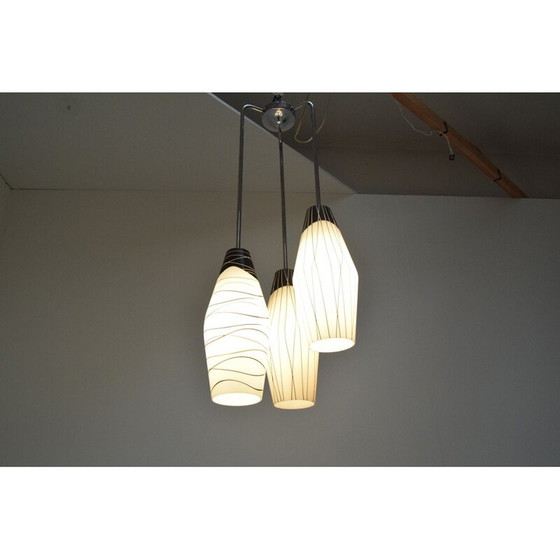 Image 1 of Lustre vintage en verre chromé par Zukov, Tchécoslovaquie 1970