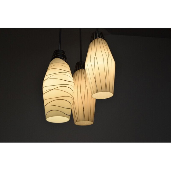 Image 1 of Lustre vintage en verre chromé par Zukov, Tchécoslovaquie 1970