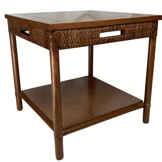 Image 1 of Table basse en bois et rotin par Gasparucci Italie, 1970S