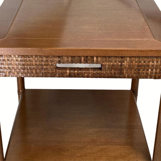 Image 1 of Table basse en bois et rotin par Gasparucci Italie, 1970S