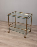 Chariot de cuisine vintage des années 1960 en laiton doré et verre, design italien