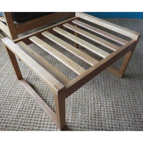 Image 1 of Fauteuil vintage avec ottoman en chêne clair par Borge Mogensen, Danemark 1965s