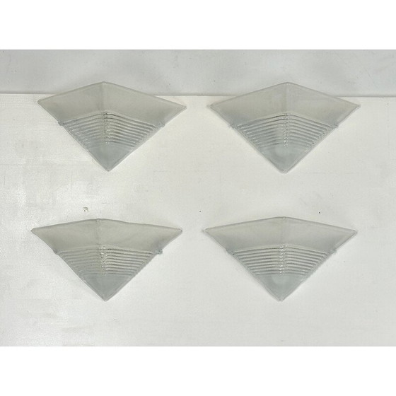 Image 1 of Ensemble de 4 lampes murales postmodernes en verre de Murano épais par Mazzega, Italie, années 1980