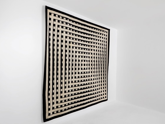 Image 1 of Marcello Morandini Tapis de laine touffeté Kinetic noir et beige 1989