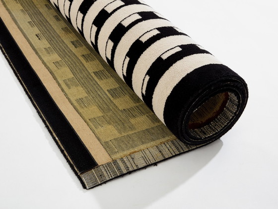 Image 1 of Marcello Morandini Tapis de laine touffeté Kinetic noir et beige 1989