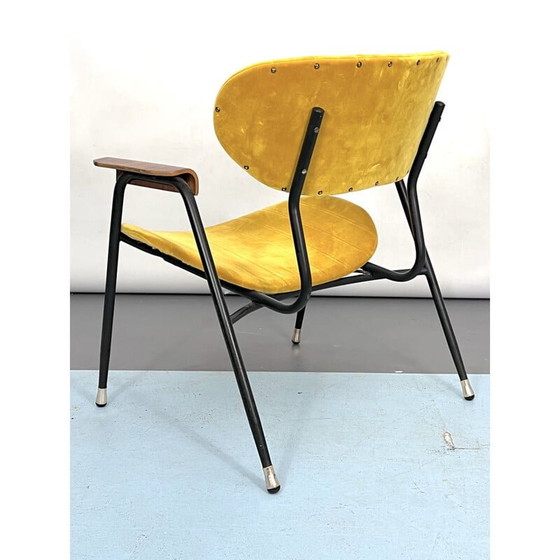 Image 1 of Chaise vintage en velours jaune par Gastone Rinaldi pour Rima, Italie 1950s