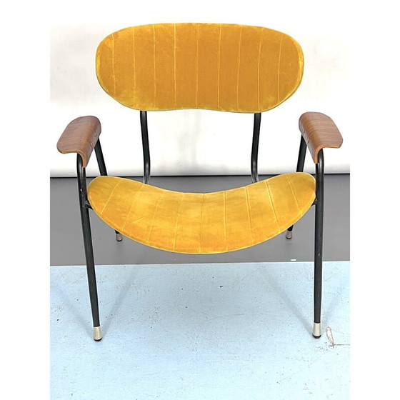 Image 1 of Chaise vintage en velours jaune par Gastone Rinaldi pour Rima, Italie 1950s
