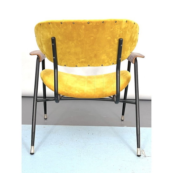Image 1 of Chaise vintage en velours jaune par Gastone Rinaldi pour Rima, Italie 1950s