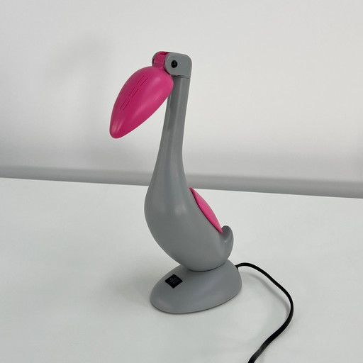 Lampe de bureau Toucan rose et gris, 1980S