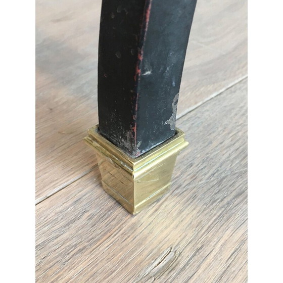 Image 1 of Table basse néoclassique vintage en acier noirci et laiton, 1950
