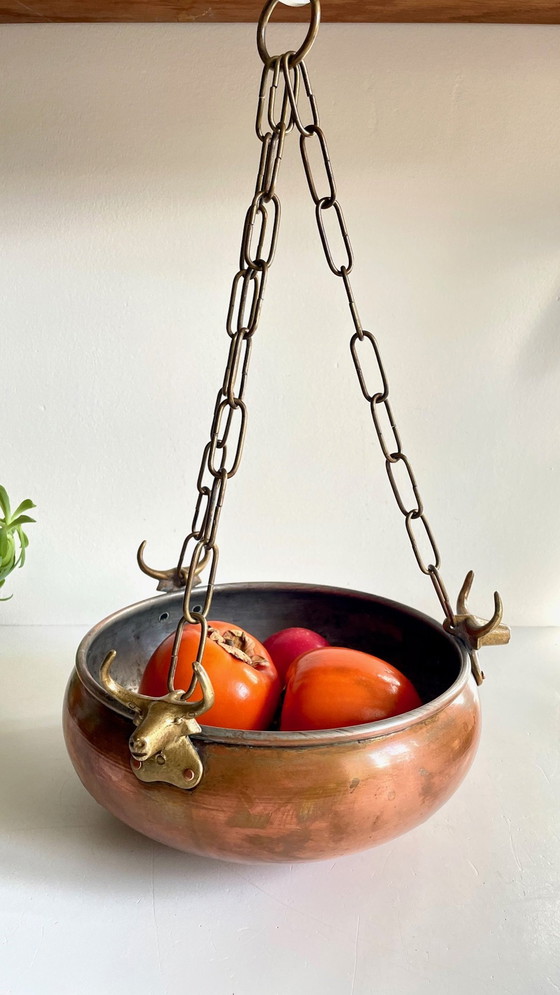 Image 1 of Cache-Pot Suspendu Aux 3 Buffles Vintage