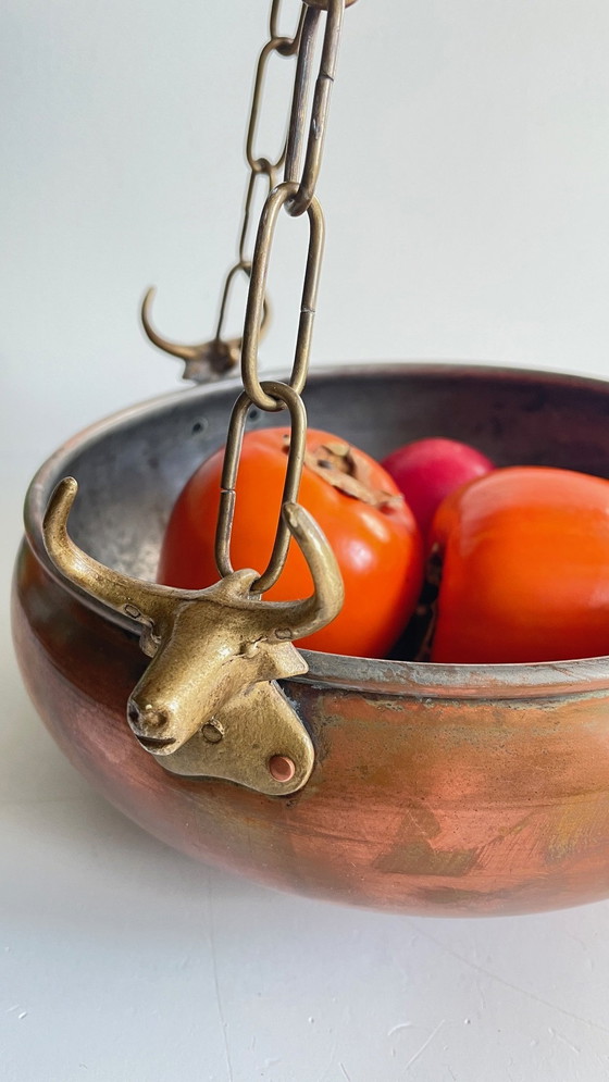 Image 1 of Cache-Pot Suspendu Aux 3 Buffles Vintage