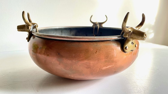 Image 1 of Cache-Pot Suspendu Aux 3 Buffles Vintage