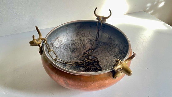 Image 1 of Cache-Pot Suspendu Aux 3 Buffles Vintage