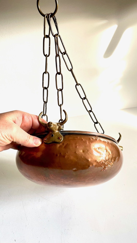 Image 1 of Cache-Pot Suspendu Aux 3 Buffles Vintage