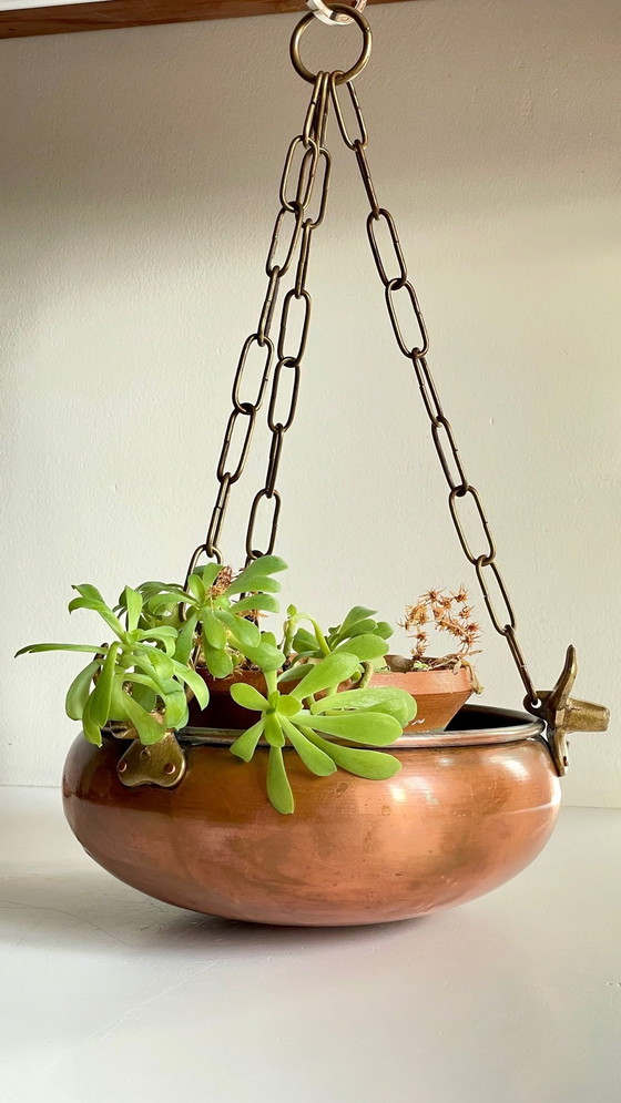 Image 1 of Cache-Pot Suspendu Aux 3 Buffles Vintage