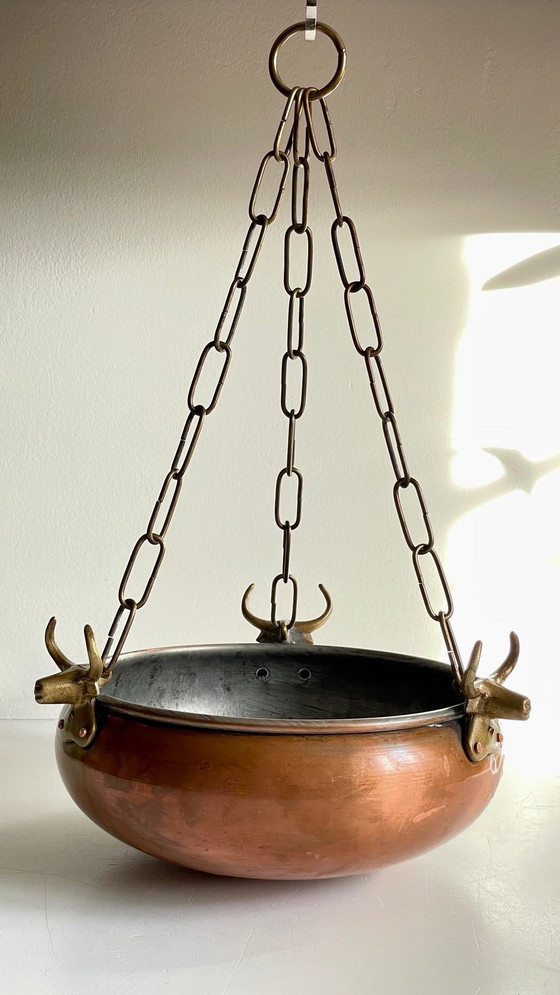Image 1 of Cache-Pot Suspendu Aux 3 Buffles Vintage